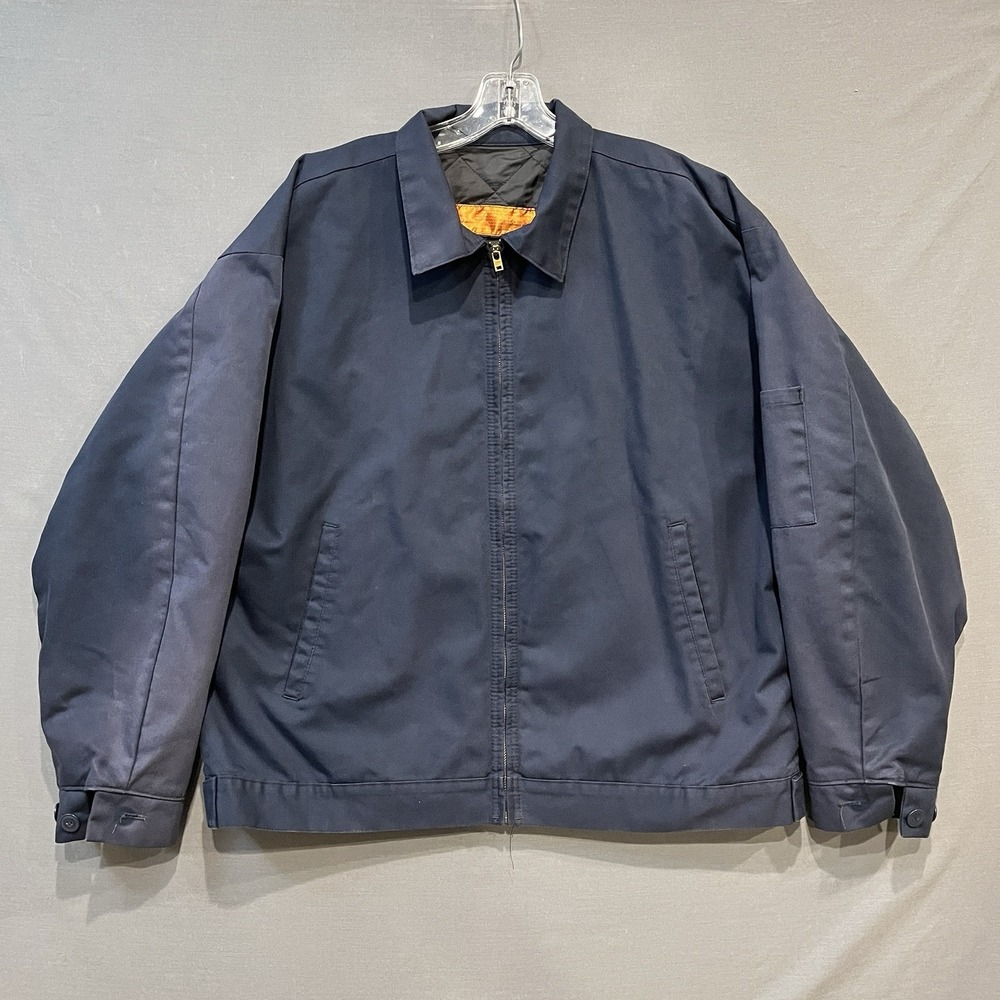 MJ22 Work Jacket Men's XL-RG Blue Distressed Quilted Lining Full Zip Workwear